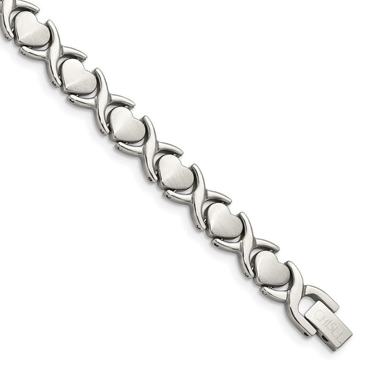Stainless Steel Chisel Brushed And Polished 8 Inch Stampato Bracelet