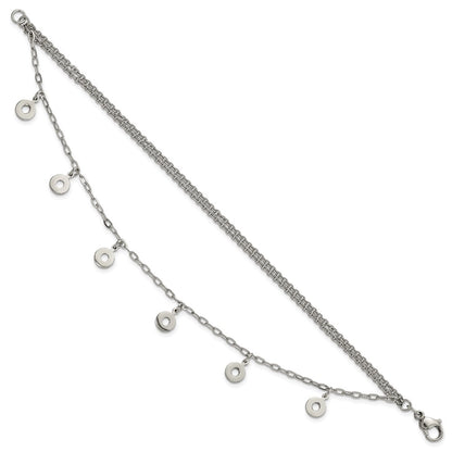 7.25 Inch Stainless Steel Polished Multi-Strand Circles Bracelet