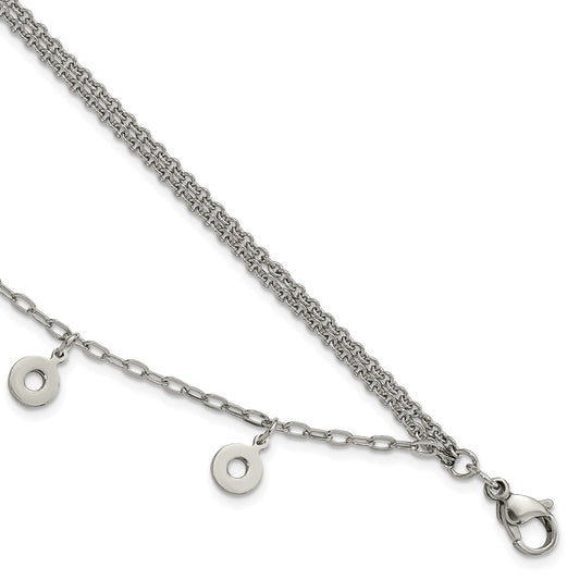 7.25 Inch Stainless Steel Polished Multi-Strand Circles Bracelet