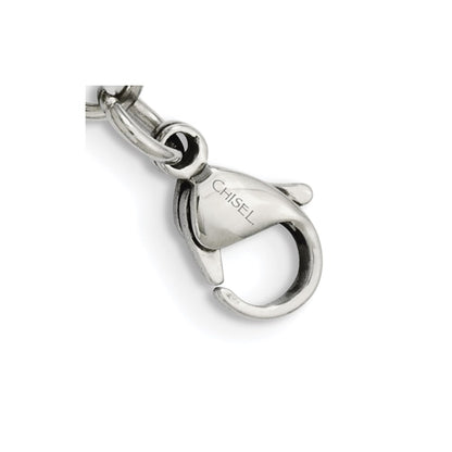 Stainless Steel Chisel Antiqued And Polished Skull Link 8.5 Inch Bracelet