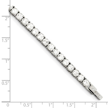 Stainless Steel Chisel Polished Cz 7.5 Inch Tennis Bracelet