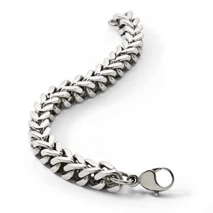 Stainless Steel Chisel Polished 9.5 Inch Heavy Wheat Bracelet
