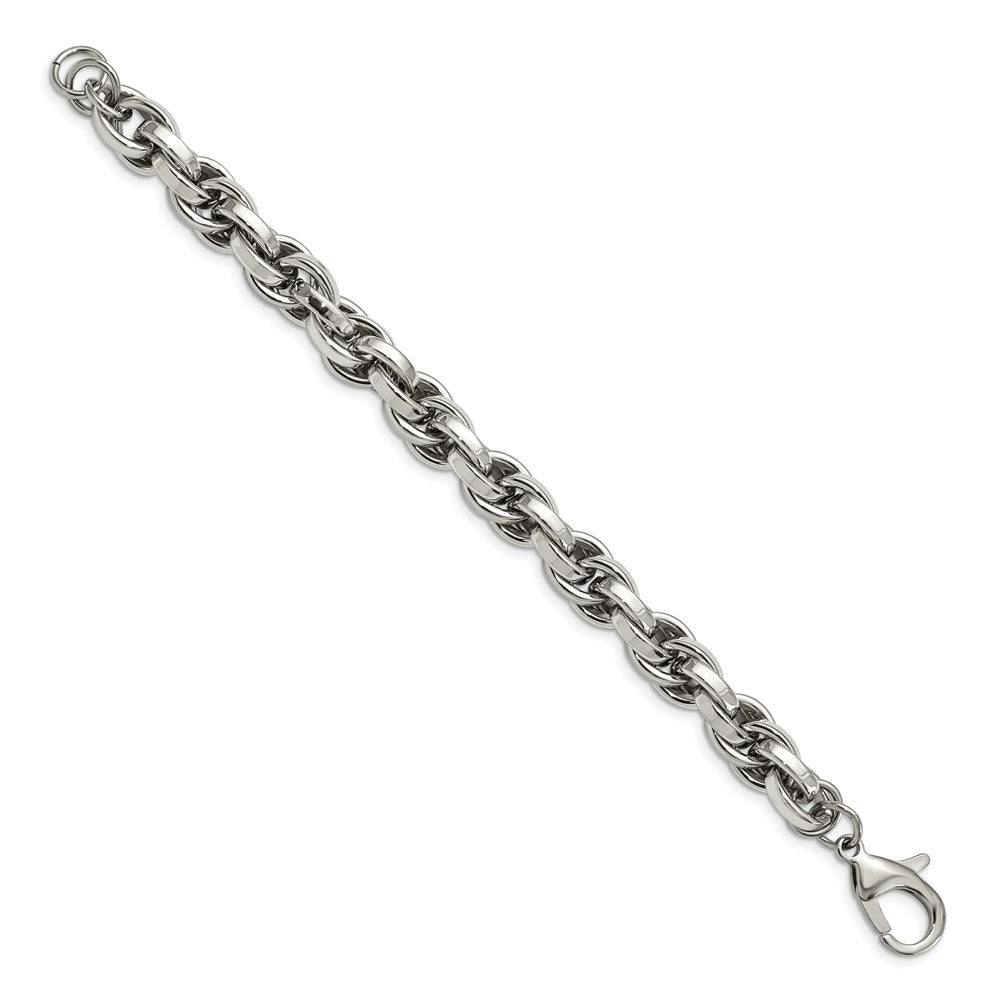 Stainless Steel Chisel Polished 8.5 Inch Oval Link Bracelet
