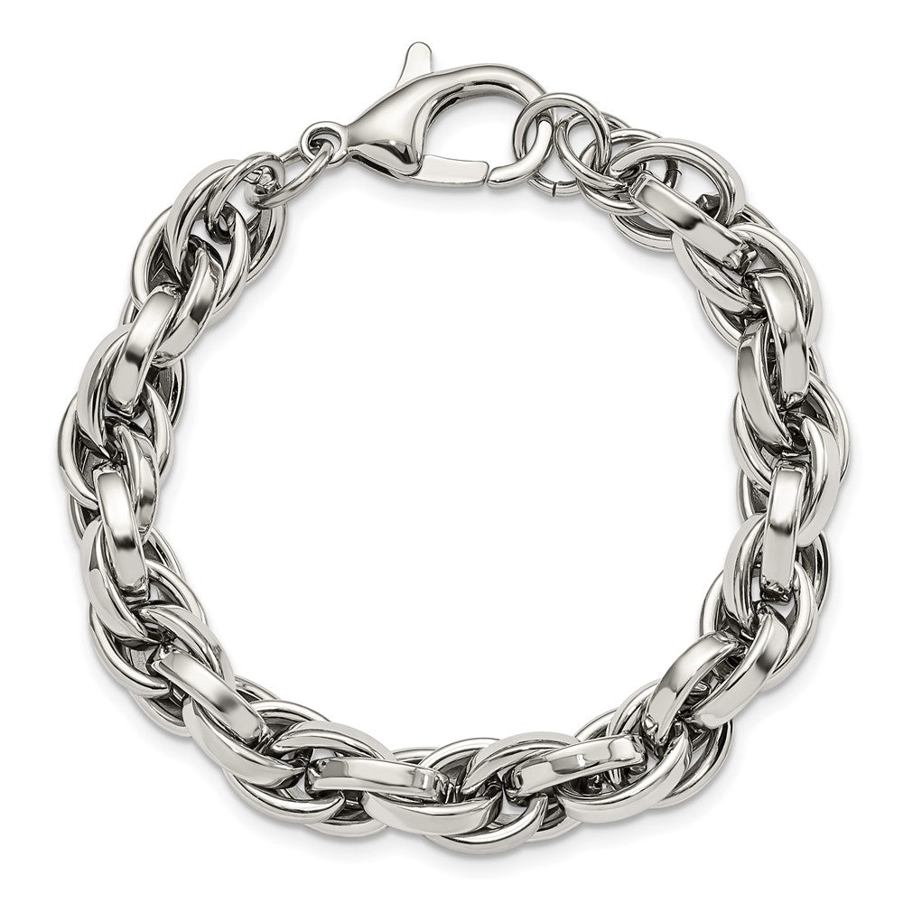 Stainless Steel Chisel Polished 8.5 Inch Oval Link Bracelet