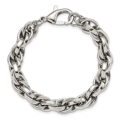 Stainless Steel Chisel Polished 8.5 Inch Oval Link Bracelet