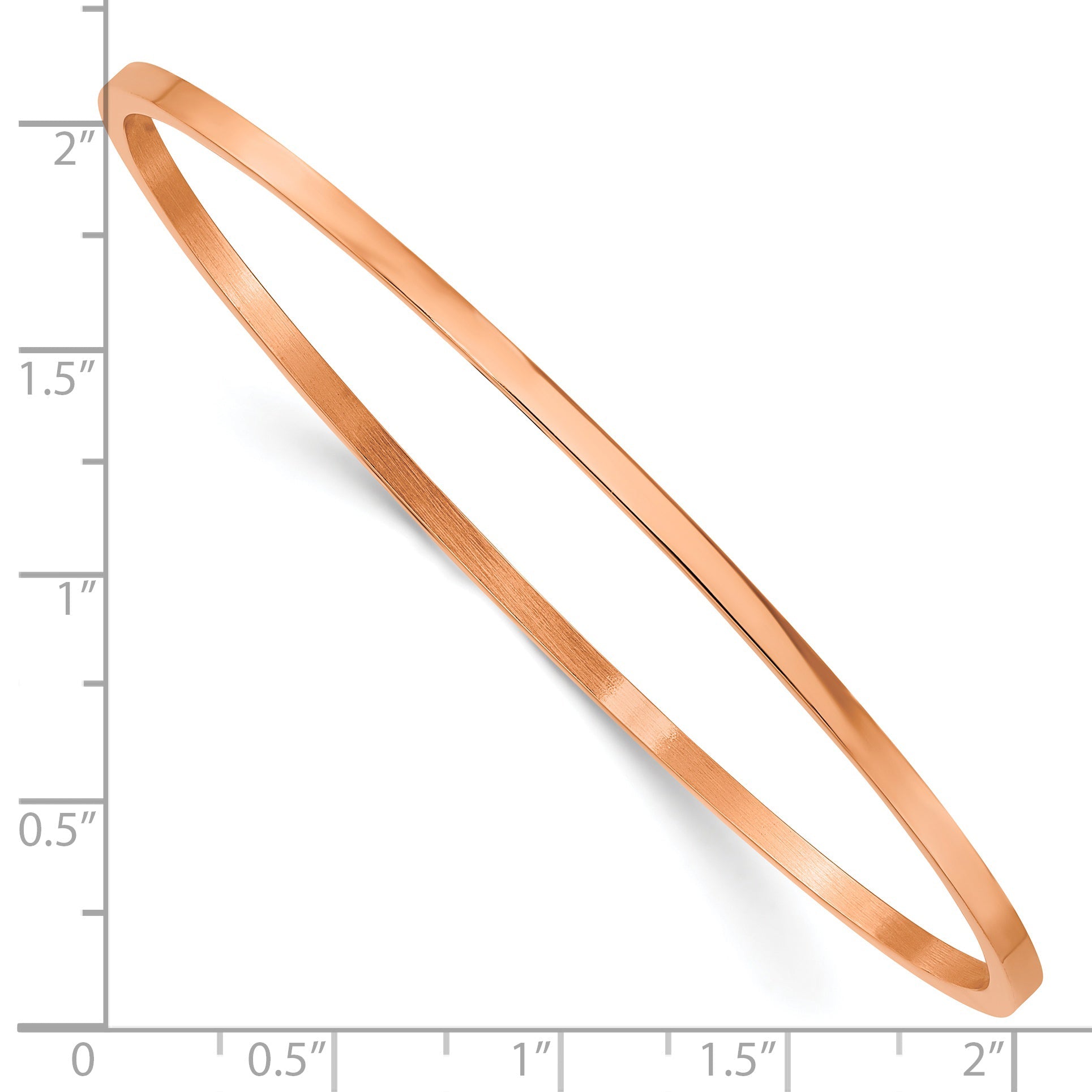 Stainless Steel Chisel Polished Rose Ip-Plated 2mm Bangle
