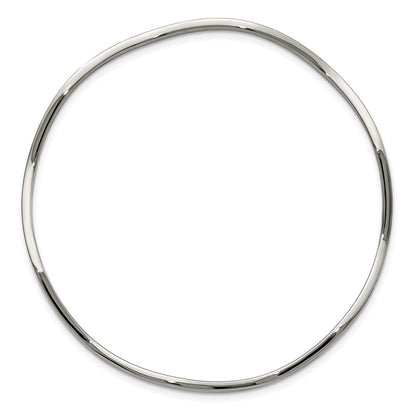 Stainless Steel Chisel Polished Scalloped Bangle