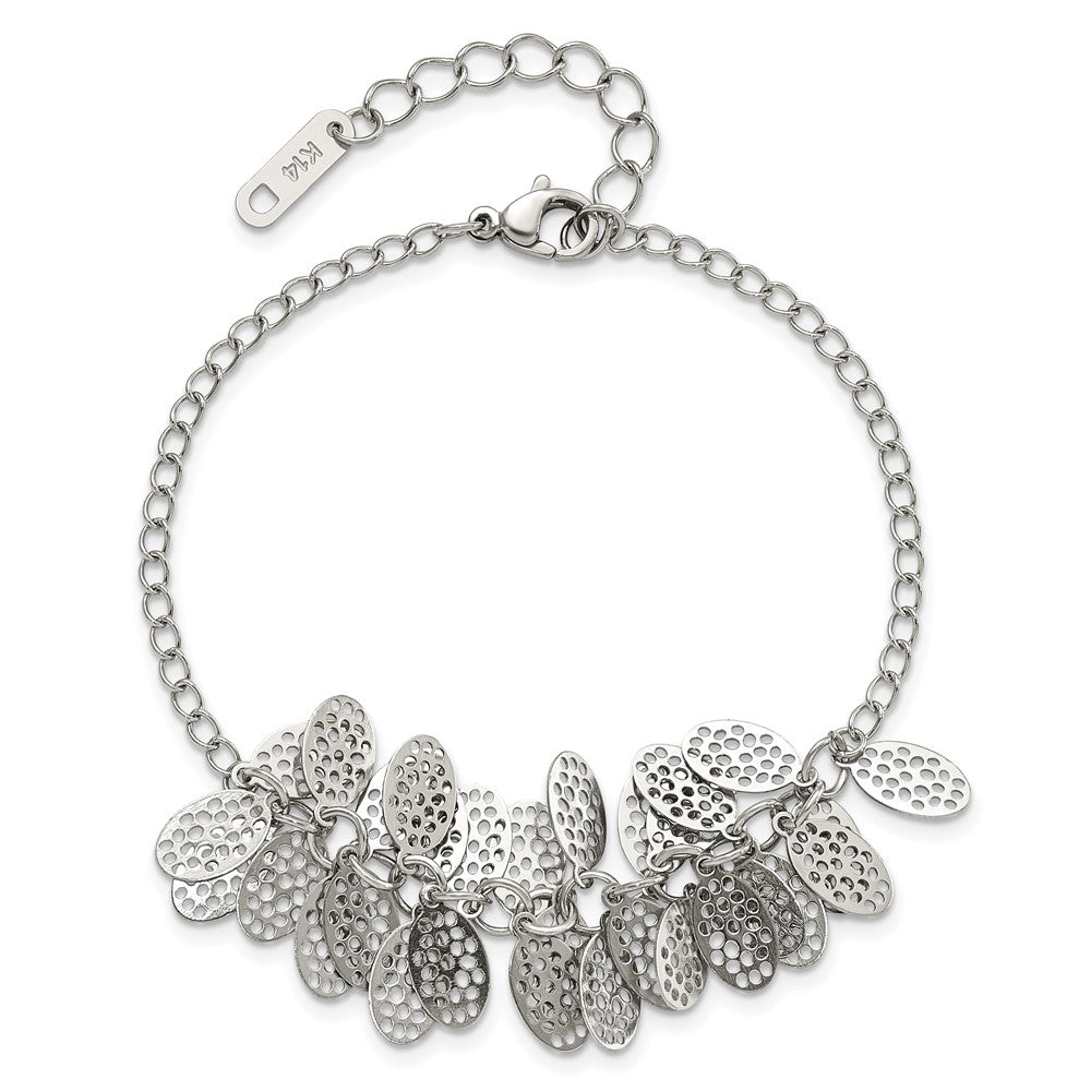 8.5 Inch Stainless Steel Oval Dangles W/1.5 Ext Bracelet