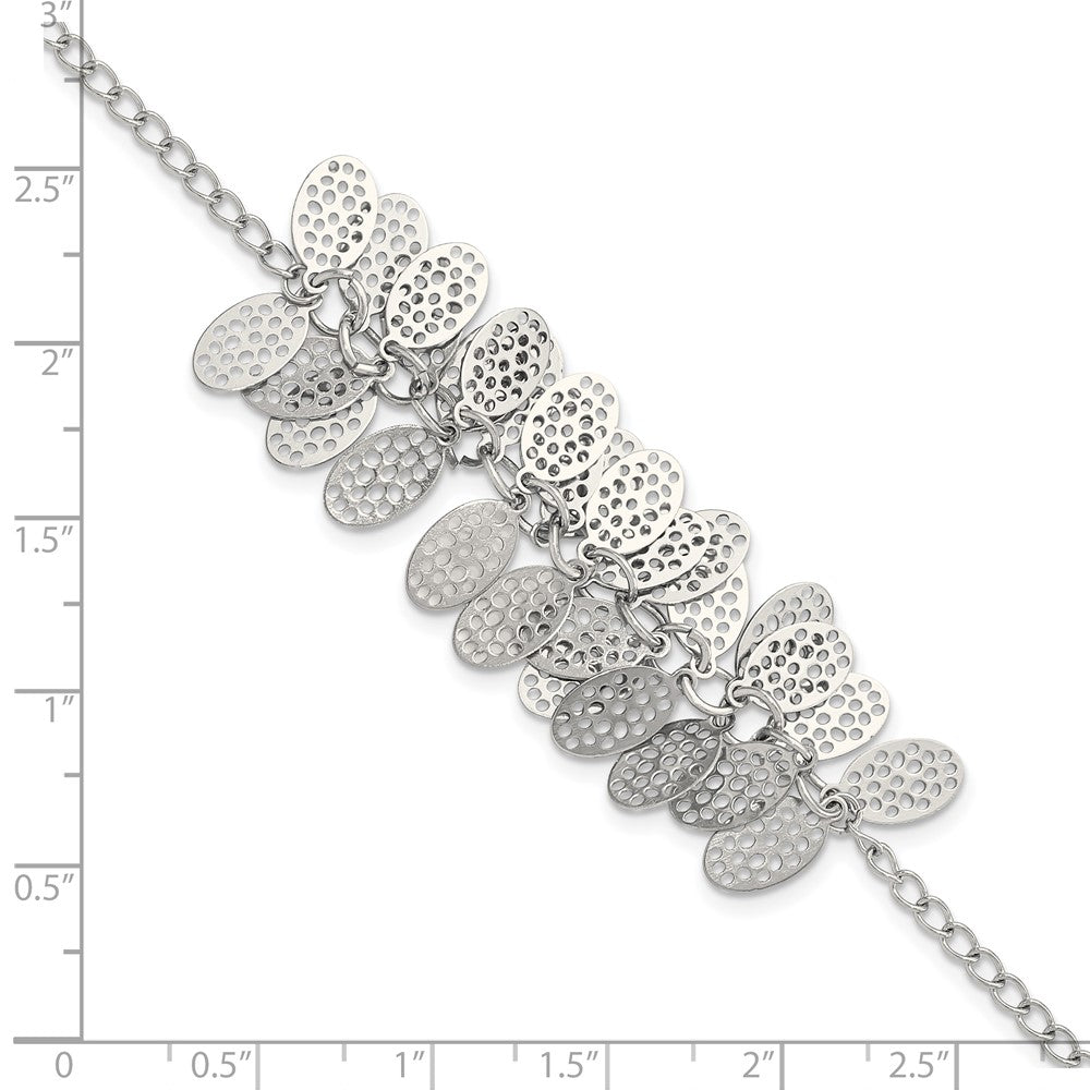 8.5 Inch Stainless Steel Oval Dangles W/1.5 Ext Bracelet