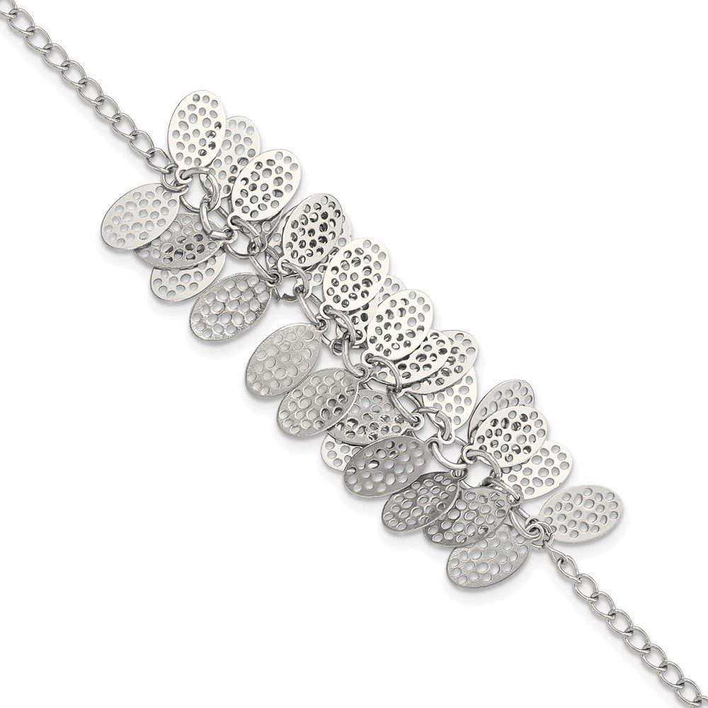 8.5 Inch Stainless Steel Oval Dangles W/1.5 Ext Bracelet