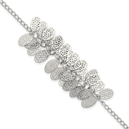 8.5 Inch Stainless Steel Oval Dangles W/1.5 Ext Bracelet