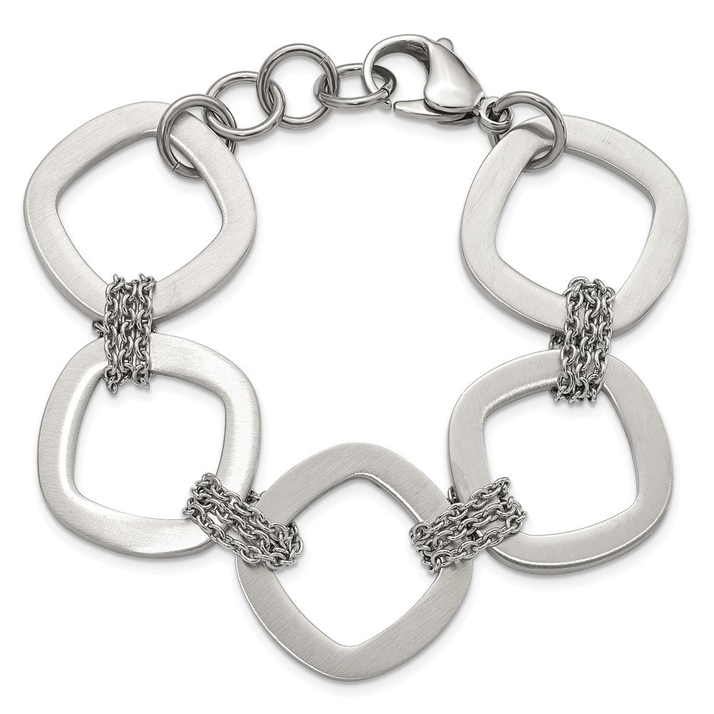 7.5 Inch Stainless Steel Brushed Link Bracelet