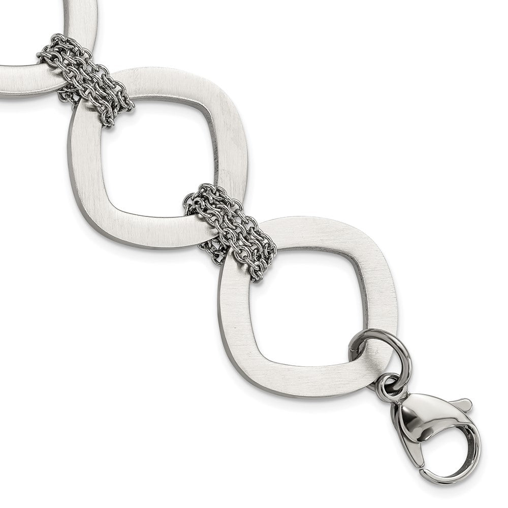 7.5 Inch Stainless Steel Brushed Link Bracelet