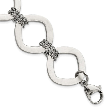 7.5 Inch Stainless Steel Brushed Link Bracelet