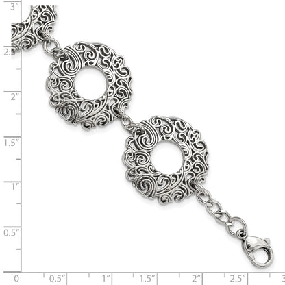 8.5 Inch Stainless Steel Polished Fancy Filigree Circles W/1.5In Ext Bracelet