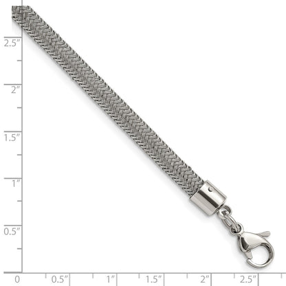 Stainless Steel Chisel Polished And Textured Wire 8 Inch Bracelet