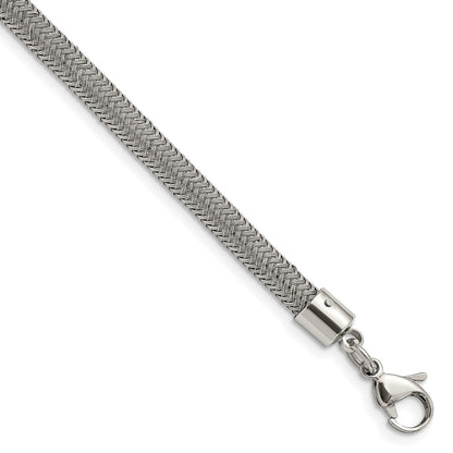 Stainless Steel Chisel Polished And Textured Wire 8 Inch Bracelet