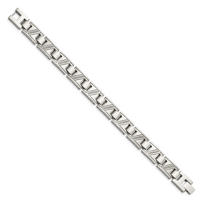 Stainless Steel Chisel Polished With 1/10 Carat Diamond 8.5 Inch Bracelet
