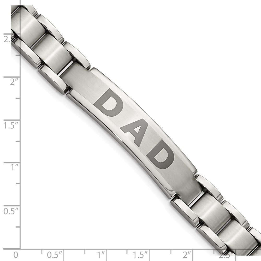 Stainless Steel Chisel Brushed And Polished Lasered Dad 8.75 Inch Bracelet