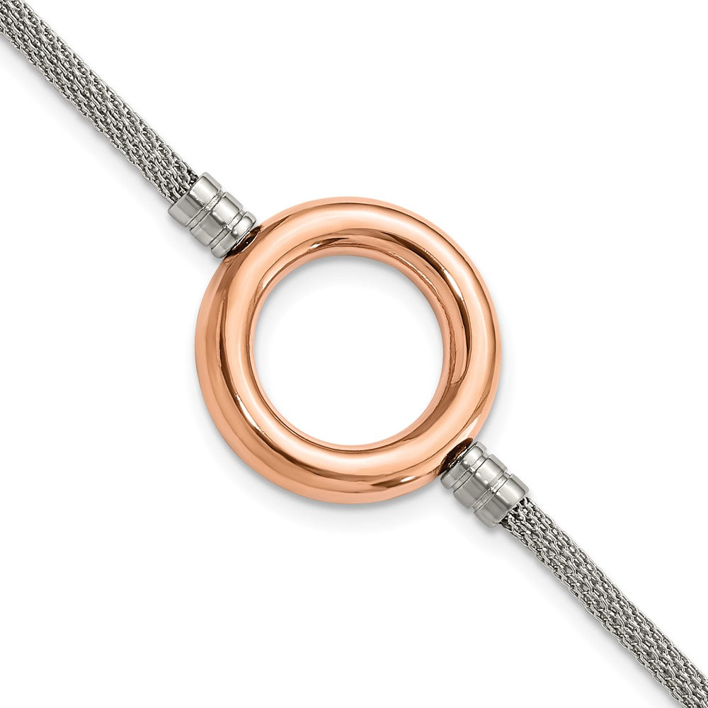 9.25 Inch Stainless Steel Pink Pvd-Plated Circle Mesh W/1.5In Ext Bracelet