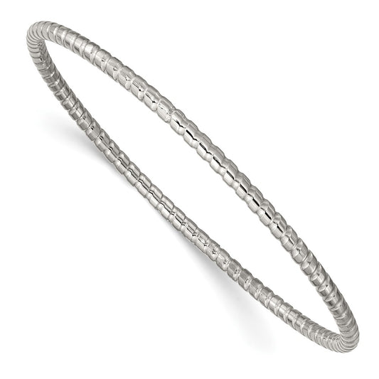 Stainless Steel Chisel Polished And Textured 3mm Bangle