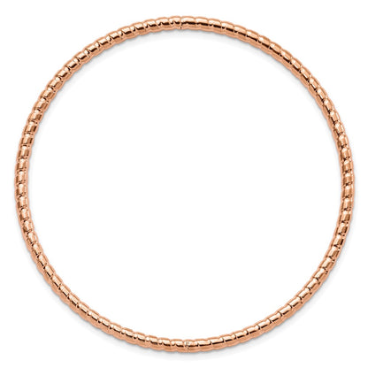 Stainless Steel Chisel Polished And Textured Rose Ip-Plated 3mm Bangle