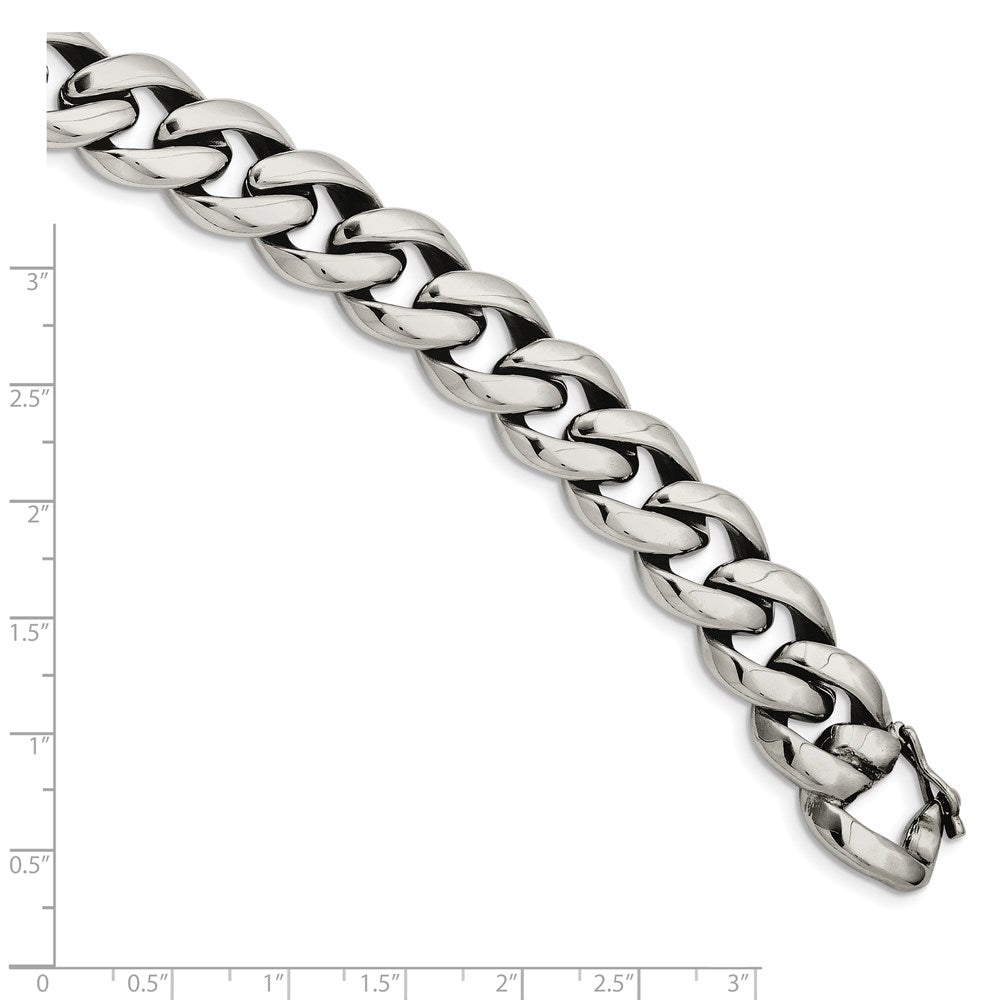 Stainless Steel Chisel Polished 8.25 Inch Curb Link Bracelet