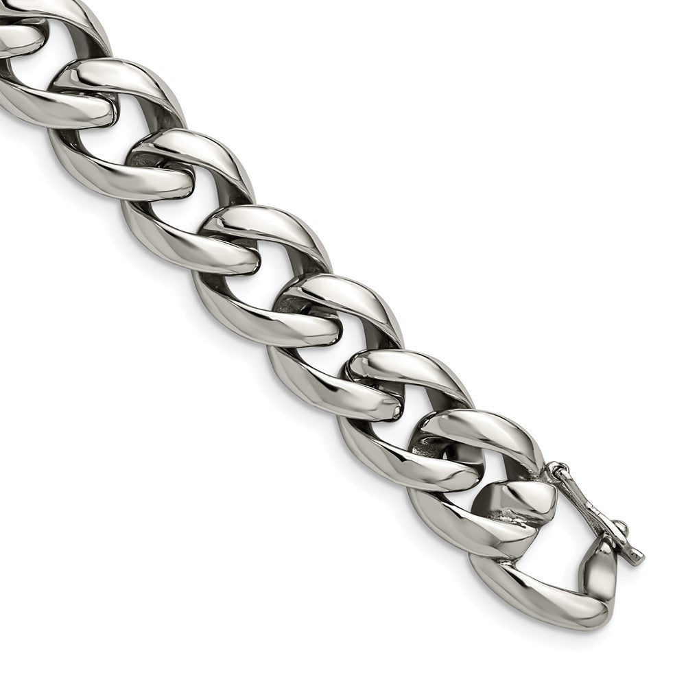 Stainless Steel Chisel Polished 8.25 Inch Curb Link Bracelet