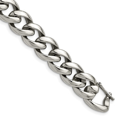 Stainless Steel Chisel Polished 8.25 Inch Curb Link Bracelet