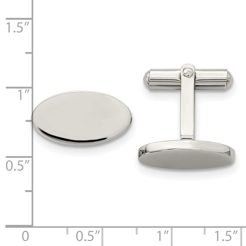 Stainless Steel Chisel Polished Oval Cufflinks