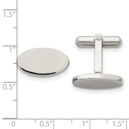 Stainless Steel Chisel Polished Oval Cufflinks