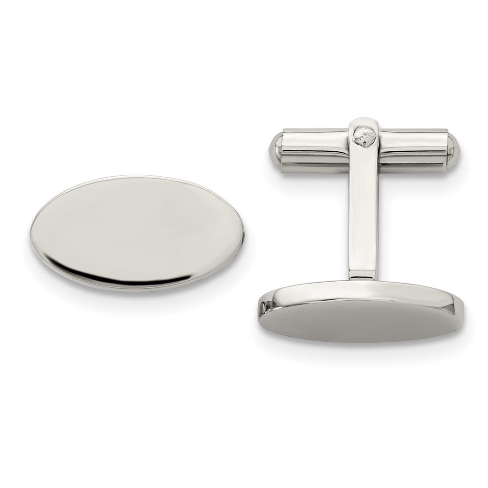 Stainless Steel Chisel Polished Oval Cufflinks