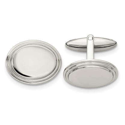 Stainless Steel Chisel Polished Oval Cufflinks