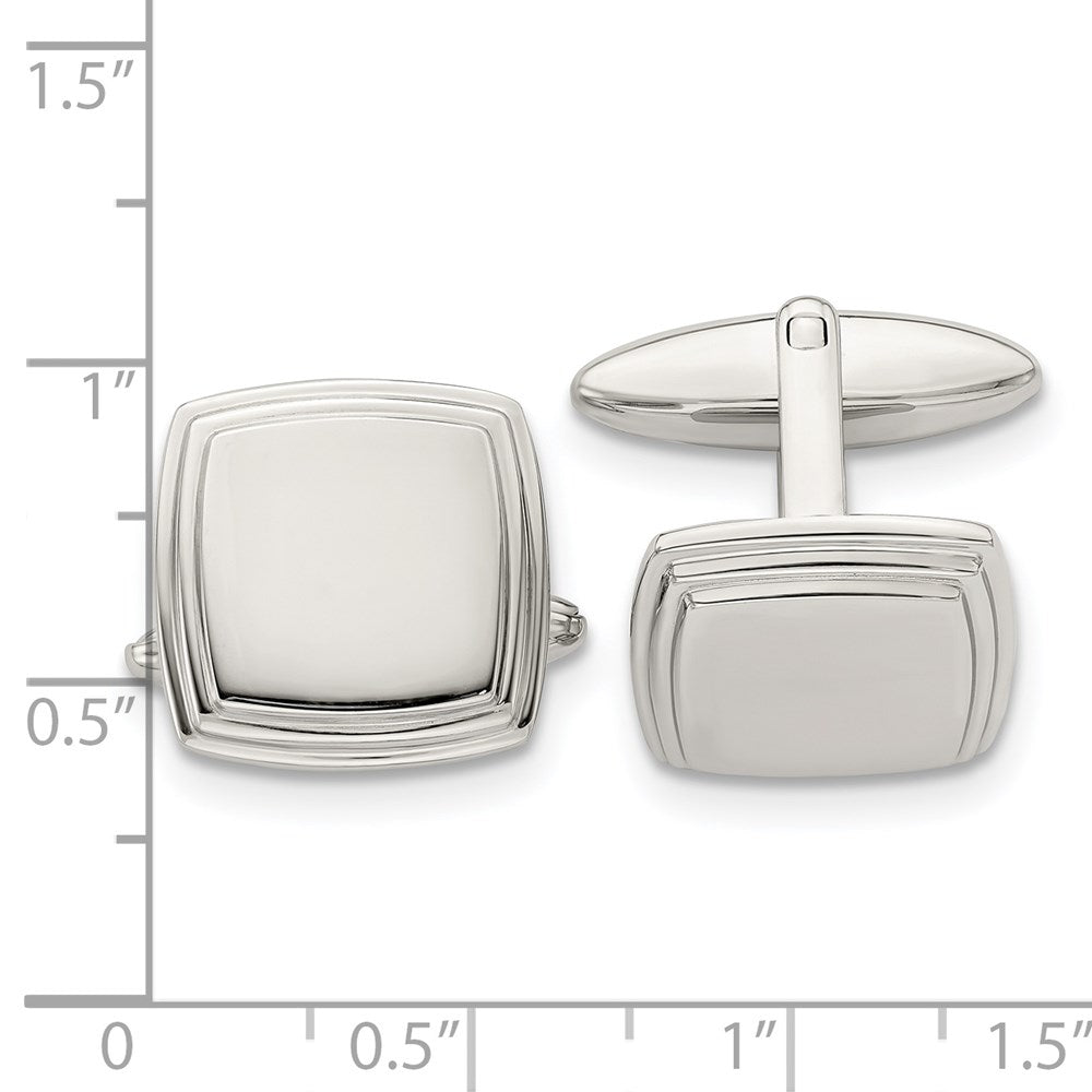 Stainless Steel Chisel Polished Square Cufflinks