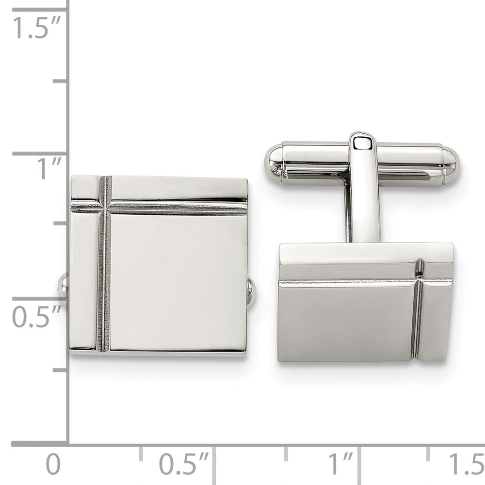 Stainless Steel Chisel Polished Square Cufflinks