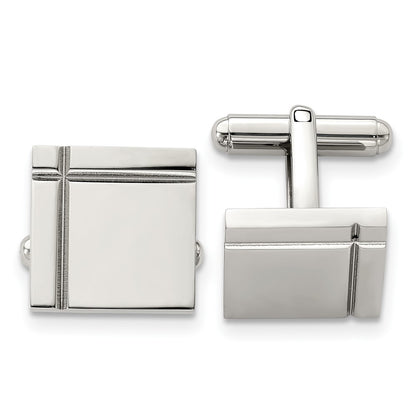 Stainless Steel Chisel Polished Square Cufflinks