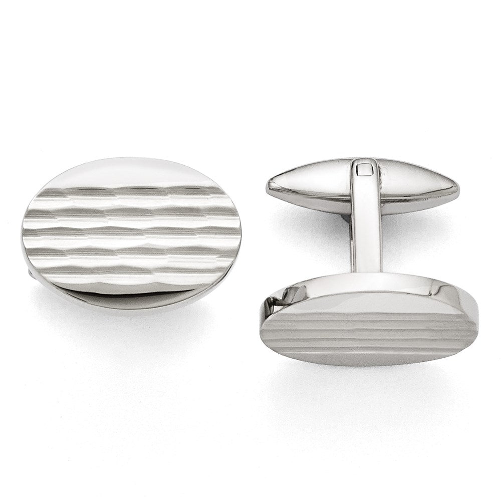Stainless Steel Polished And Matte Oval Cufflinks