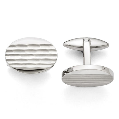 Stainless Steel Polished And Matte Oval Cufflinks