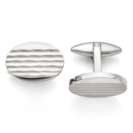 Stainless Steel Polished And Matte Oval Cufflinks