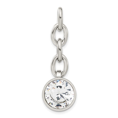 Stainless Steel Cz Interchangeable Charm Pendant