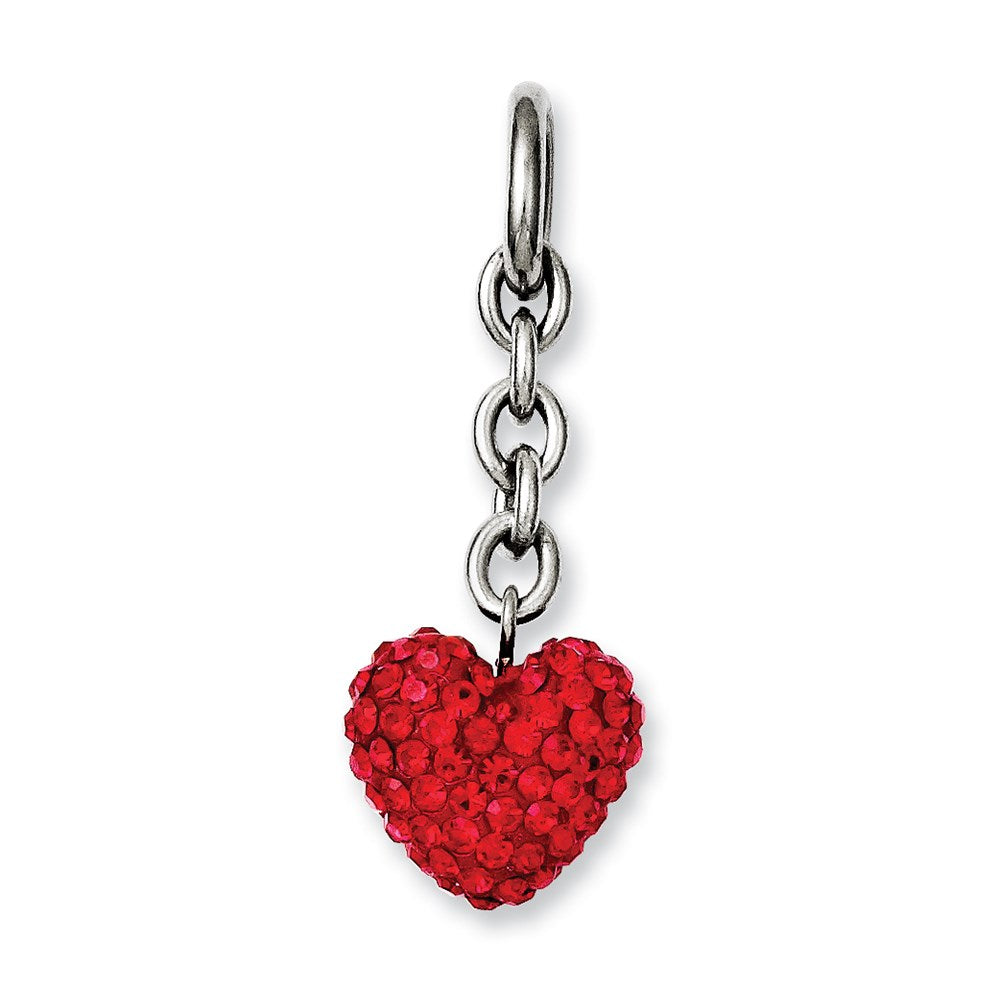 Stainless Steel Red Cz Heart Interchangeable Charm Pendant