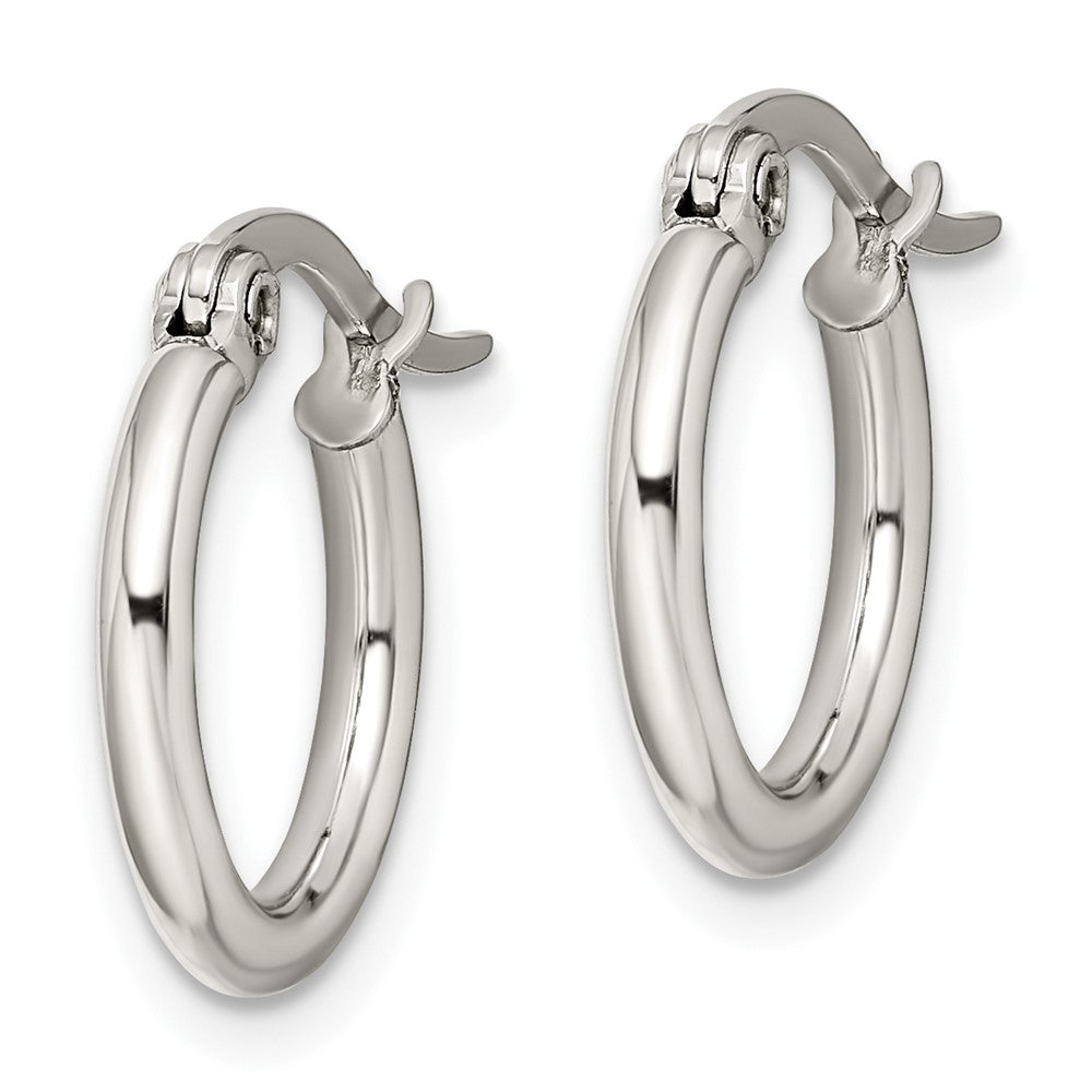 Stainless Steel Chisel Polished 15.5mm Diameter 2mm Hoop Earrings