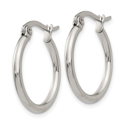 Stainless Steel Chisel Polished 19.5mm Diameter 2mm Hoop Earrings