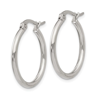 Stainless Steel Chisel Polished 22mm Diameter 2mm Hoop Earrings