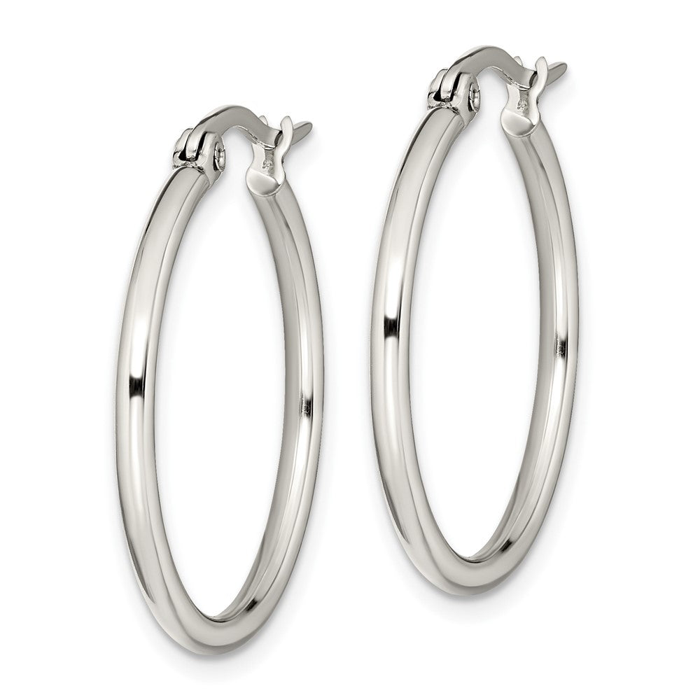 Stainless Steel Chisel Polished 27mm Diameter 2mm Hoop Earrings