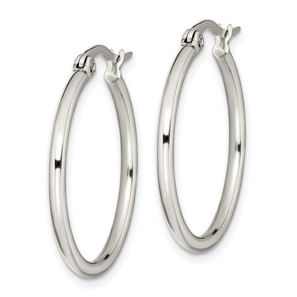 Stainless Steel Chisel Polished 27mm Diameter 2mm Hoop Earrings