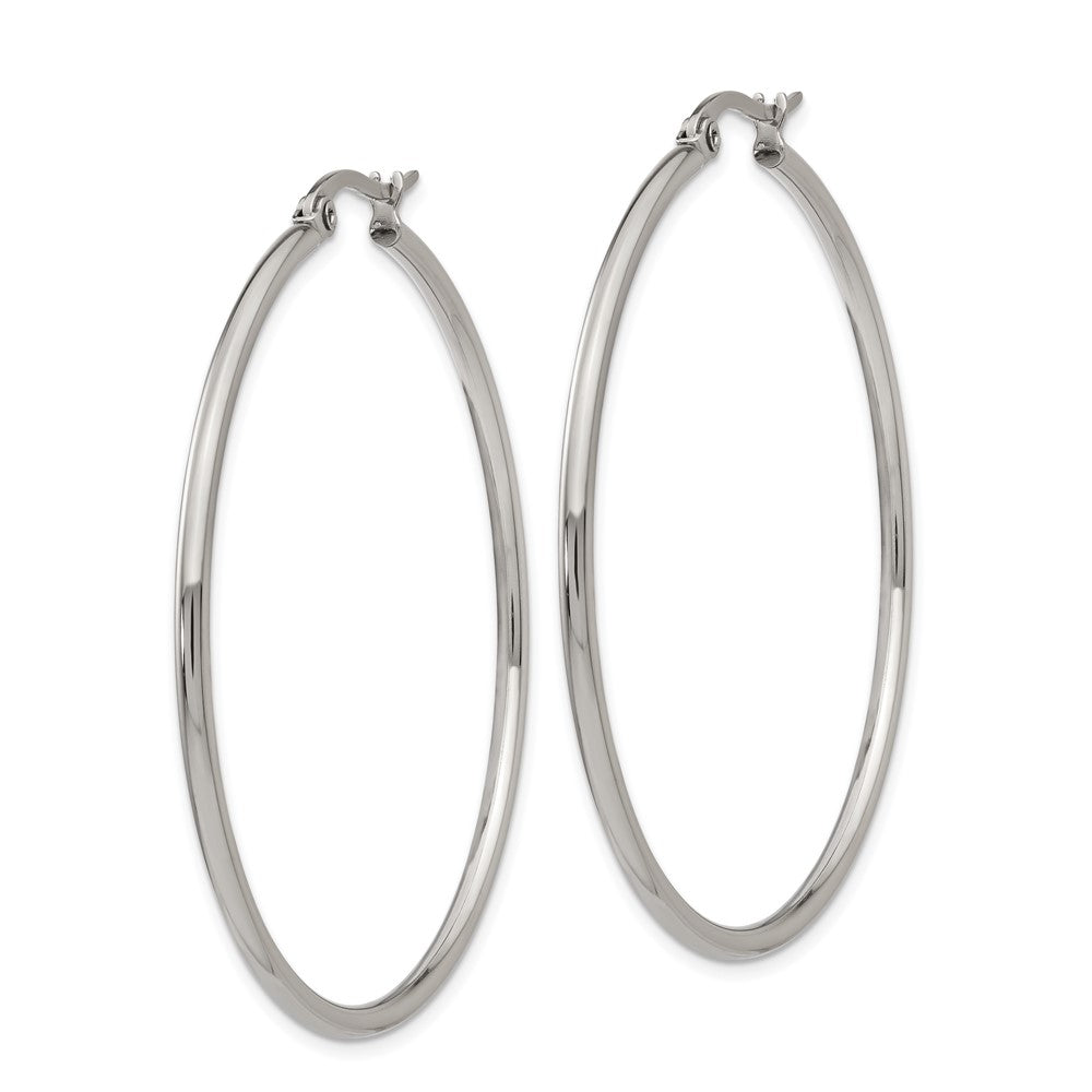 Stainless Steel Chisel Polished 48mm Diameter 2mm Hoop Earrings