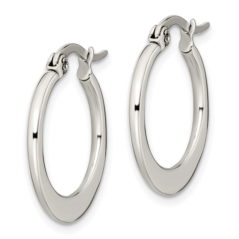 Stainless Steel Chisel Polished 19mm Diameter Hoop Earrings