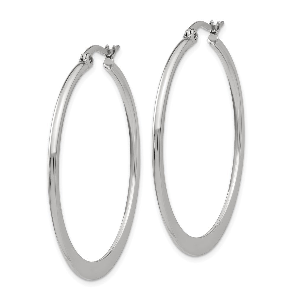 Stainless Steel Chisel Polished 40mm Diameter Hoop Earrings