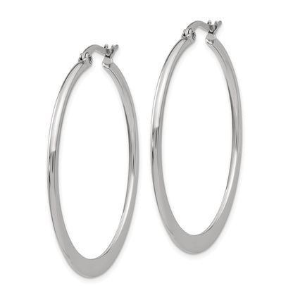 Stainless Steel Chisel Polished 40mm Diameter Hoop Earrings